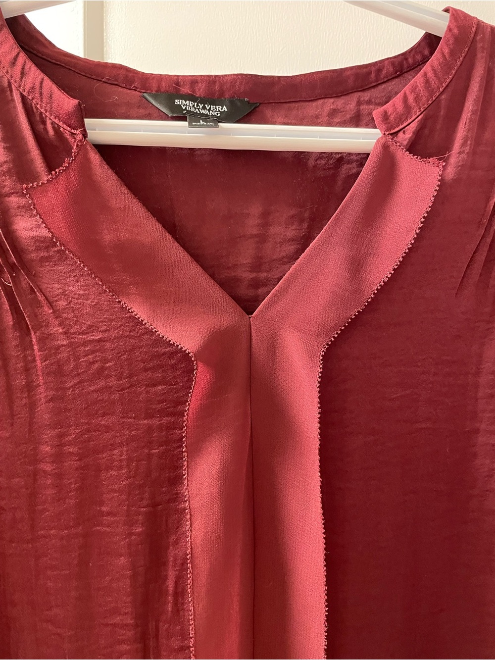 Simply Vera Vera Wang Brick Red V-Neck Long-Sleeve Blouse - Picture 4 of 7